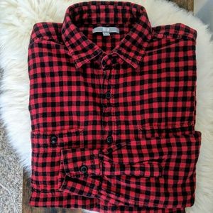 Mens Uniqlo Red black Gingham flannel shirt
